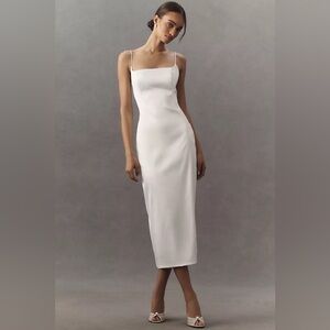 BHLDN Cream Midi Dress with Spaghetti Straps